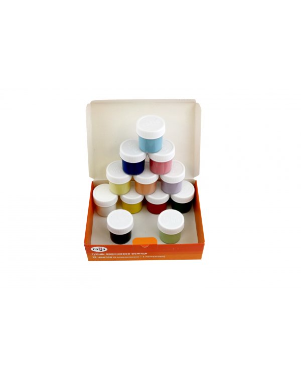 Гуашь Оранжевое солнце, 12 цветов