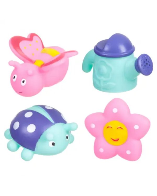Набор для купания с брызгалкой. 4 игрушки, бабочка, божья коровка, звезда, лейка