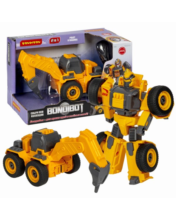 Конструктор-трансформер Bondibot 2 в 1. Экскаватор с буром (с отверткой)