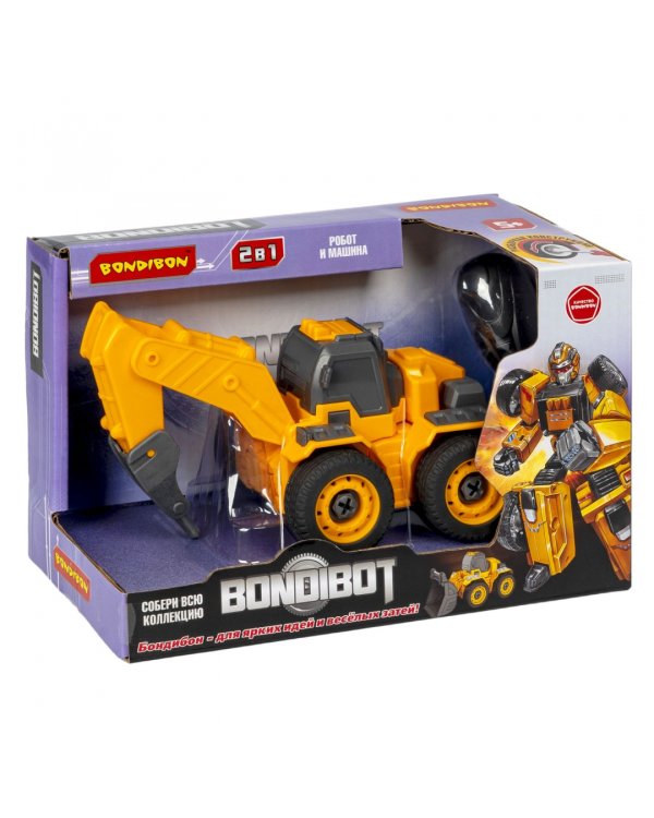 Конструктор-трансформер Bondibot 2 в 1. Экскаватор с буром (с отверткой)