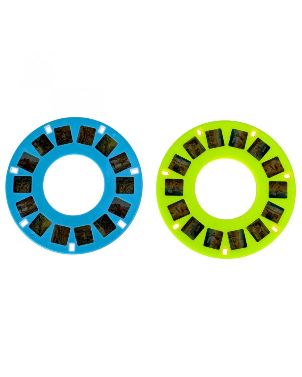 Очки 3D квадратные, оранжевые, 2 диска со слайдами. Животные и динозавры