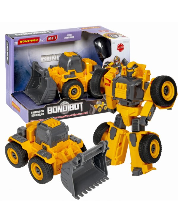 Трансформер-конструктор Bondibot 2 в 1. Колёсный бульдозер-робот (с отверткой)