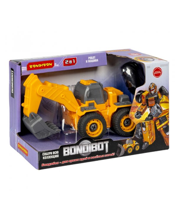 Трансформер-конструктор Bondibot 2 в 1. Экскаватор c ковшом-робот (с отверткой)