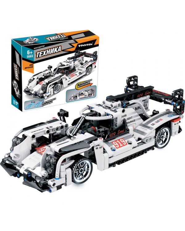 Конструктор Гоночная машина, с инерционным механизмом, 489 деталей