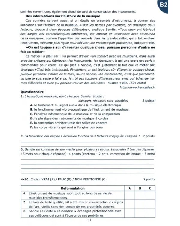 Французский язык. Всероссийская олимпиада школьников 2022-2023