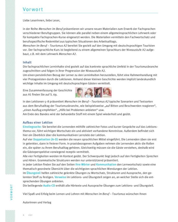 Menschen im Beruf - Tourismus A2. Kursbuch mit Übungsteil und Audio-CD. Deutsch als Fremdsprache