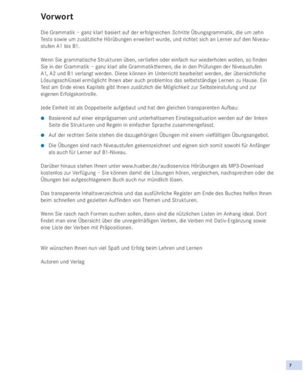 Grammatik – ganz klar! Übungsgrammatik A1-B1 mit Audios online. Deutsch als Fremdsprache