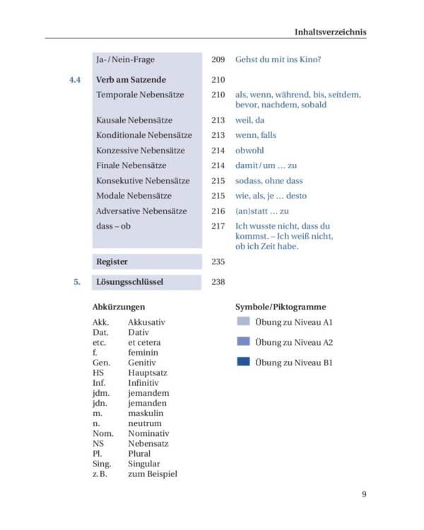 Grundstufen-Grammatik für Deutsch als Fremdsprache. Grammatik mit integriertem Lösungsschlüssel