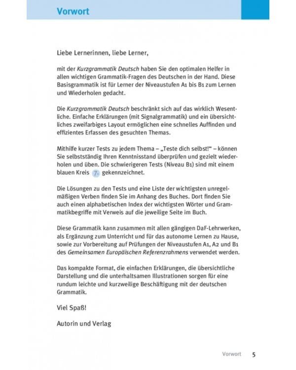 Kurzgrammatik Deutsch. Zum Nachschlagen und Üben