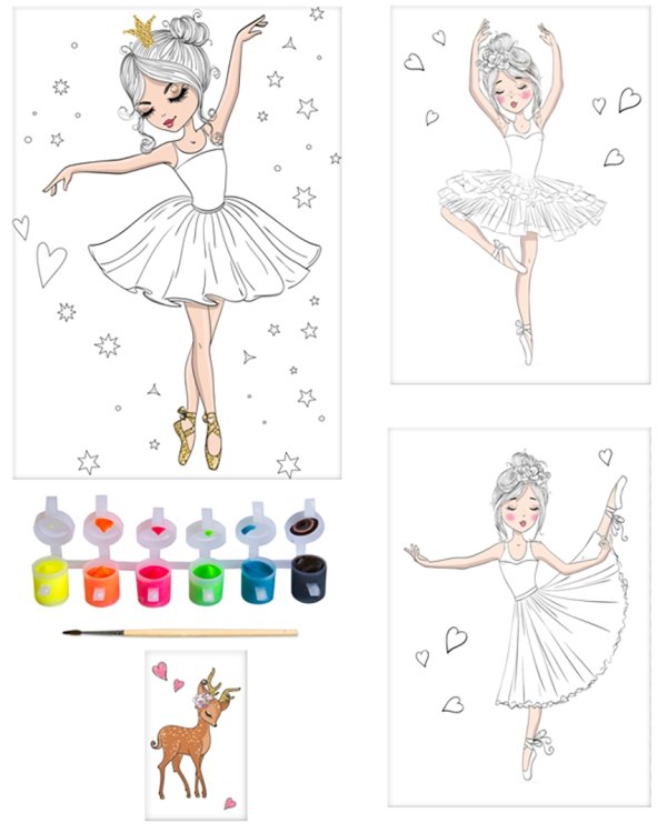 Набор красок с блестками с раскраской Балерины