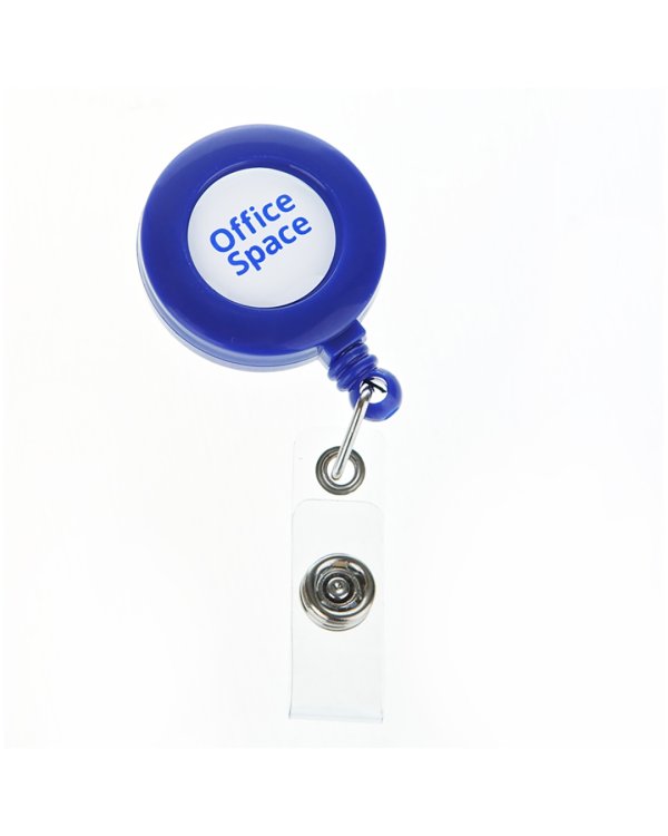 Держатель-рулетка для бейджей, синий, 75 см