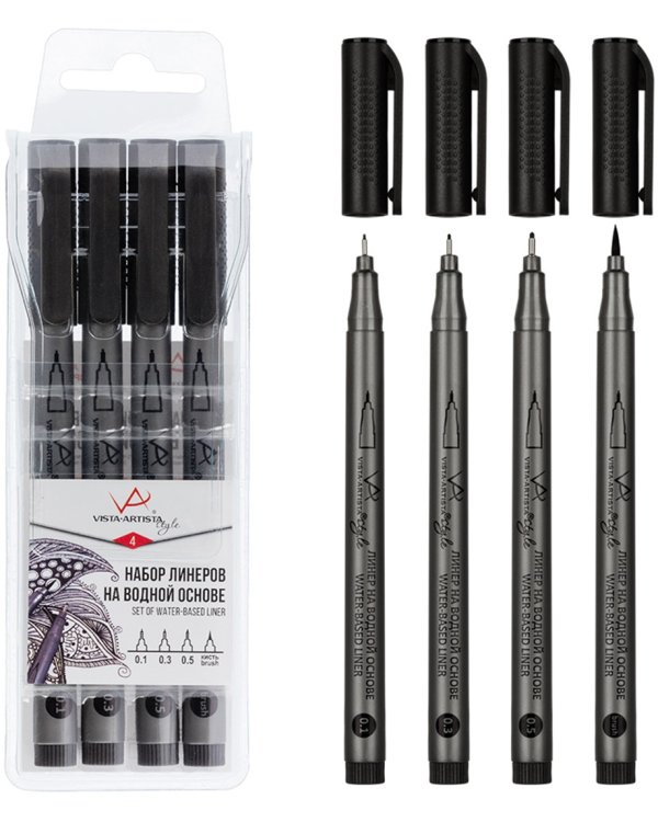 Набор линеров на водной основе, 4 штуки