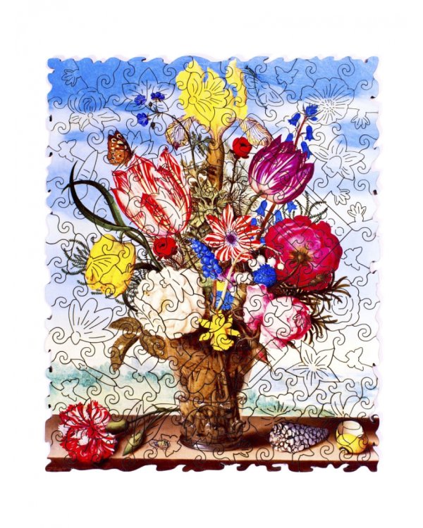 Деревянный пазл с двухслойной крышкой Букет, 165 деталей