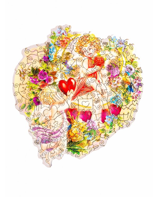 Деревянный пазл с двухслойной крышкой День святого Валентина, 161 деталь