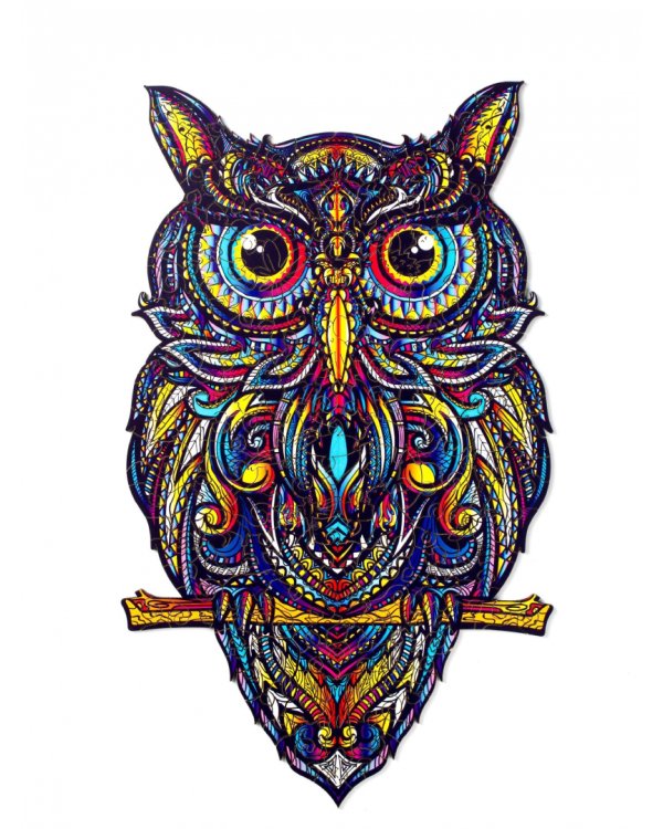 Деревянный пазл с двухслойной крышкой Сова, 183 детали