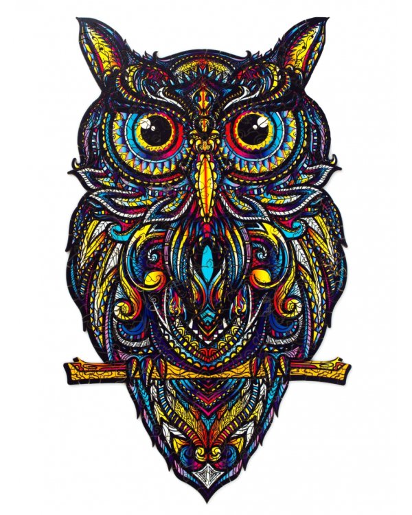 Деревянный пазл с двухслойной крышкой Сова, 260 деталей