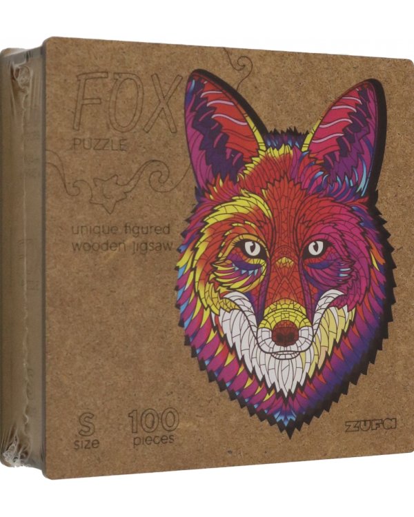 Деревянный пазл с двухслойной крышкой Лиса, 100 деталей