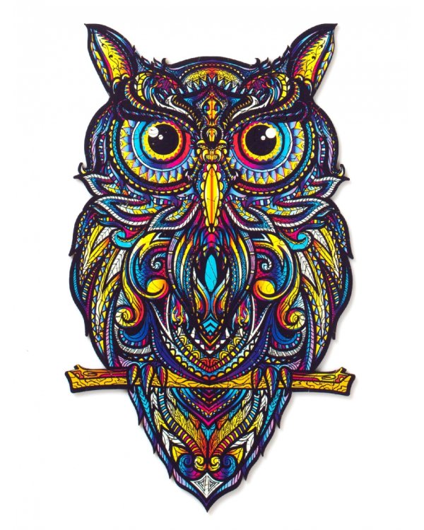 Деревянный пазл с двухслойной крышкой Сова, 101 деталь