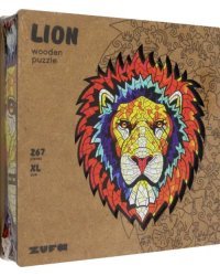 Деревянный пазл с двухслойной крышкой Лев, 301 деталь