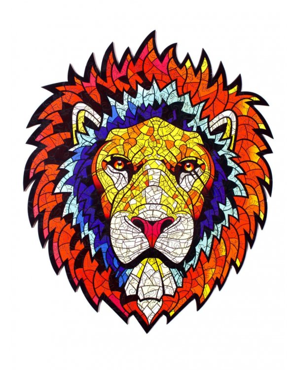 Деревянный пазл с двухслойной крышкой Лев, 301 деталь