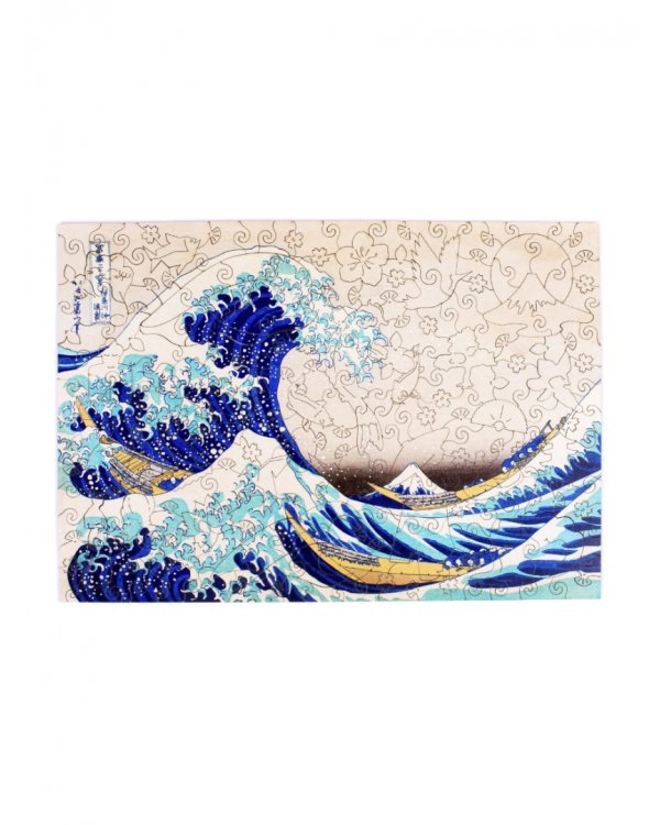 Деревянный пазл с двухслойной крышкой Большая волна в Канагаве, 193 детали