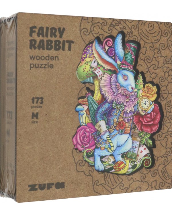 Деревянный пазл с двухслойной крышкой Сказочный кролик, 173 детали