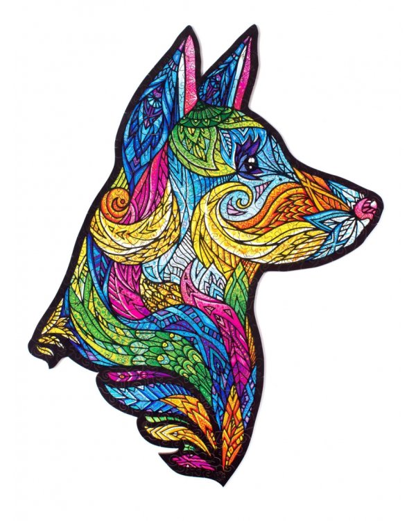 Деревянный пазл с двухслойной крышкой Собака, 296 деталей