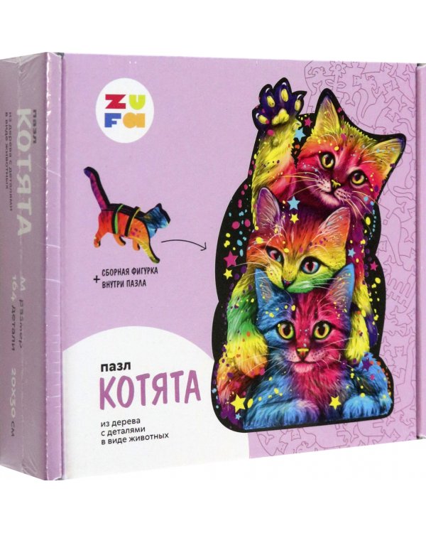 Пазл деревянный развивающий Котята, 164 детали