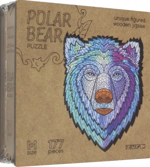 Деревянный пазл с двухслойной крышкой Медведь, 177 деталей