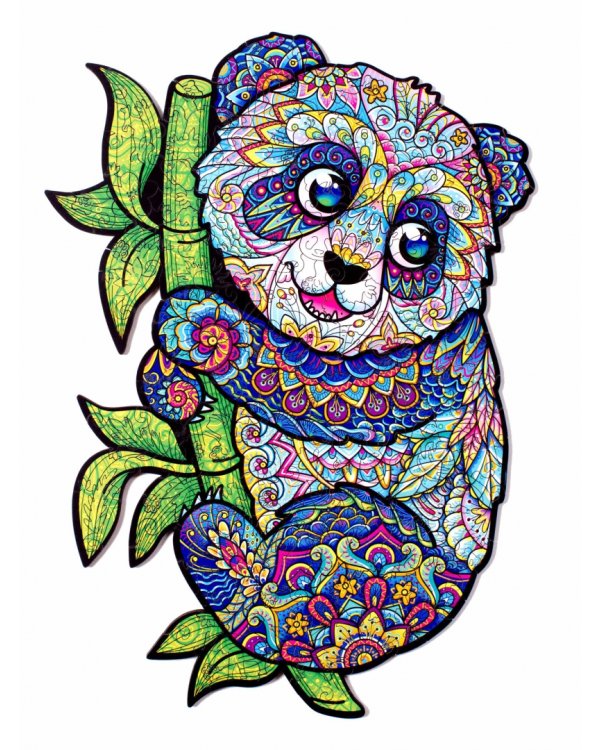 Деревянный пазл с двухслойной крышкой Панда, 196 деталей