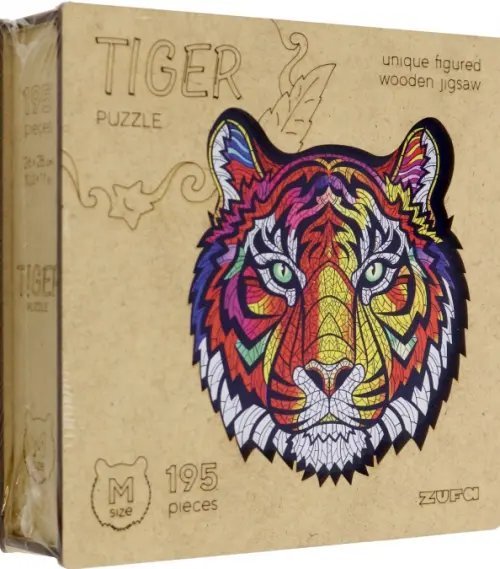 Деревянный пазл с двухслойной крышкой Тигр, 175 деталей