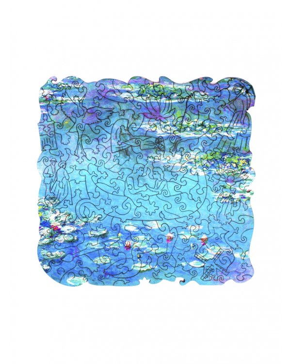 Деревянный пазл с двухслойной крышкой Водяные лилии, 163 детали