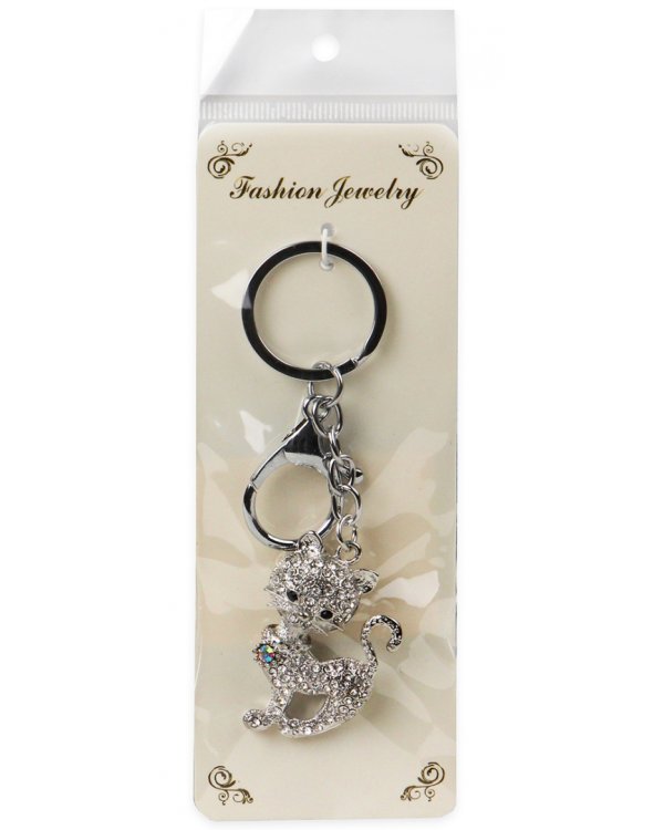 Брелок со стразами Красивая кошка