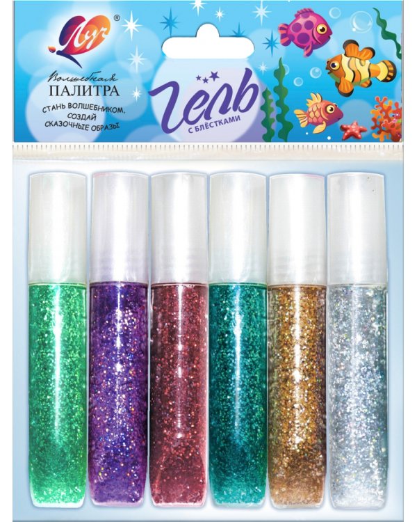 Гель с блестками, 6 цветов, в ассортименте