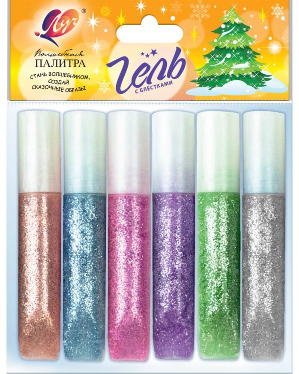 Гель с блестками, 6 цветов, в ассортименте