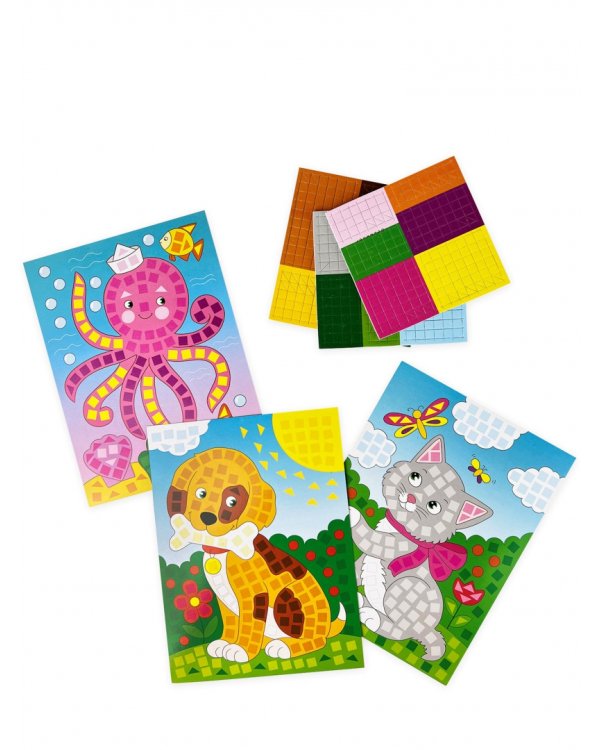 Разноцветная мозаика 3 в 1. Котенок. Осьминог. Щенок