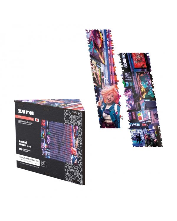 Деревянный фигурный пазл Ночной Токио, дополнение, 140 деталей