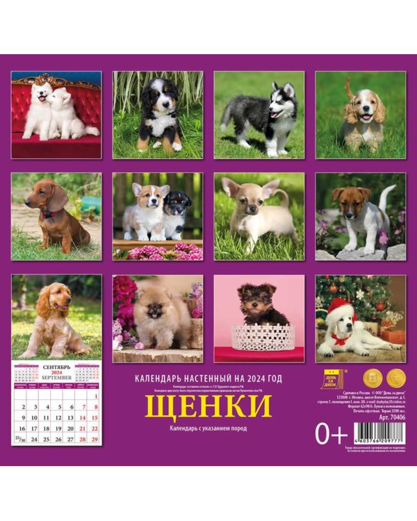2024 Календарь Щенки