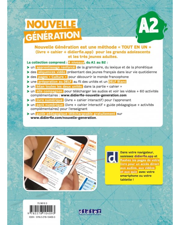 Nouvelle Génération A2. Livre + Cahier + didierfle app