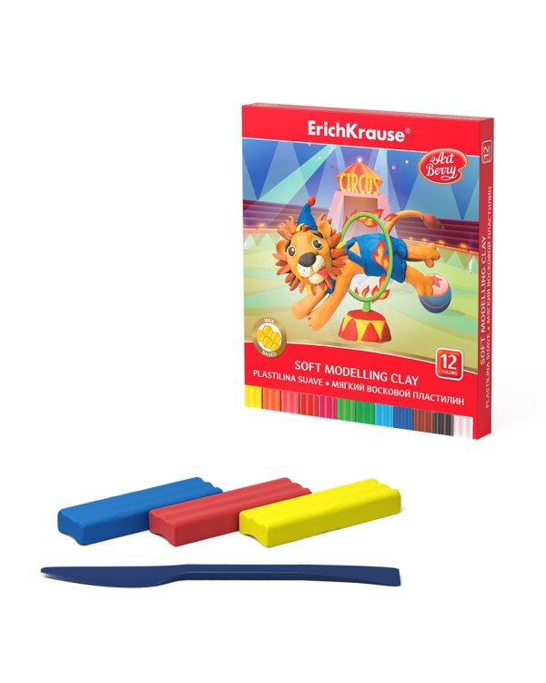 Пластилин восковой ArtBerry, 12 цветов