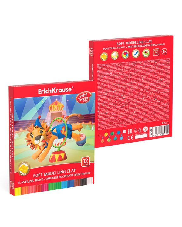 Пластилин восковой ArtBerry, 12 цветов