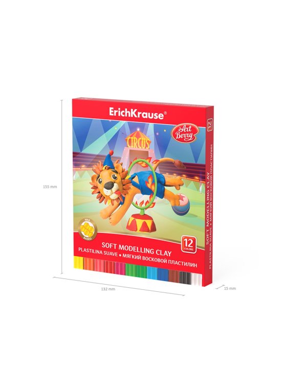 Пластилин восковой ArtBerry, 12 цветов