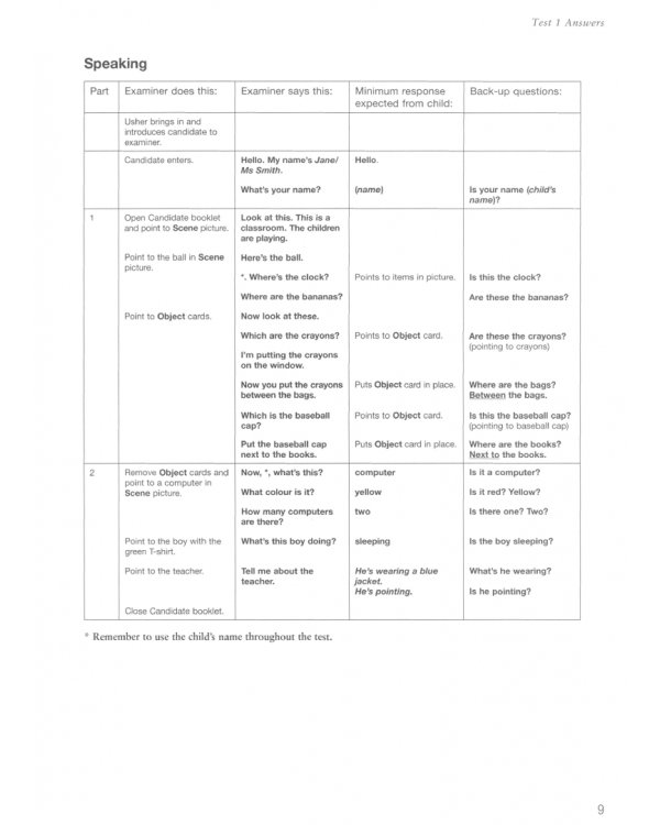 Cambridge English Young Learners. Starters 2 for Revised Exam from 2018. Answer Booklet