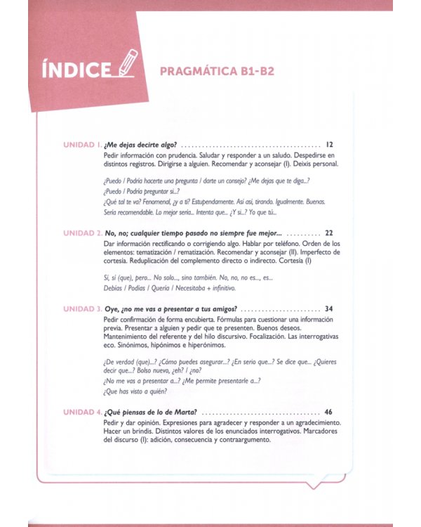Pragmática. Nivel medio-avanzado B1-B2