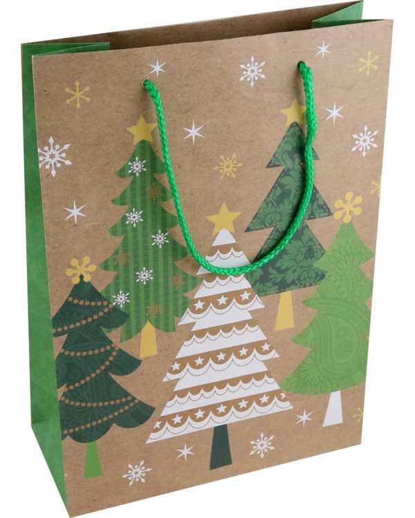 Пакет новогодний ламинированный, крафтовый