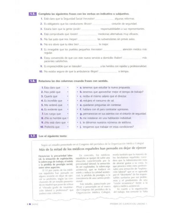 Prisma B2. Avanza. Libro de ejercicios