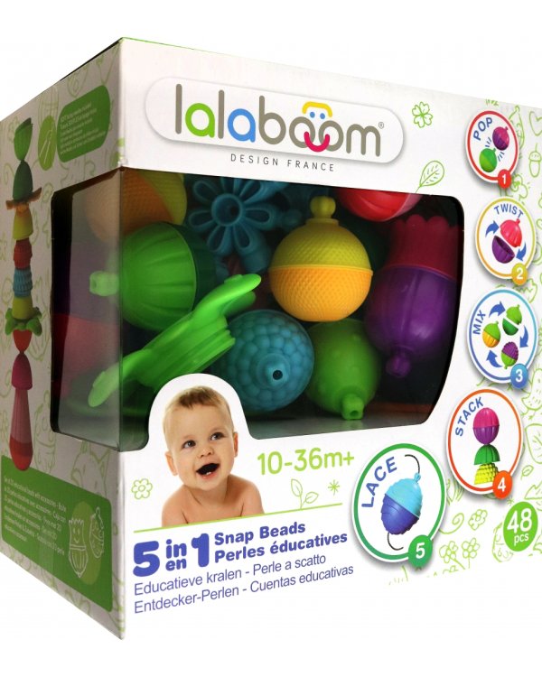 Игрушка развивающая Lalaboom, бусины-защелки, 48 предметов