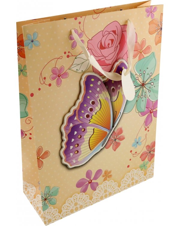 Пакет подарочный Бабочка в цветах