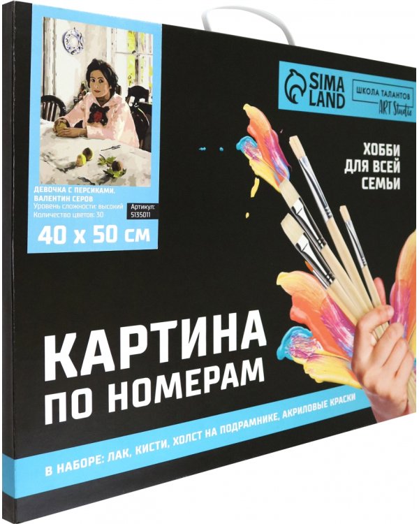 Картина по номерам на холсте с подрамником Девочка с персиками. Валентин Серов