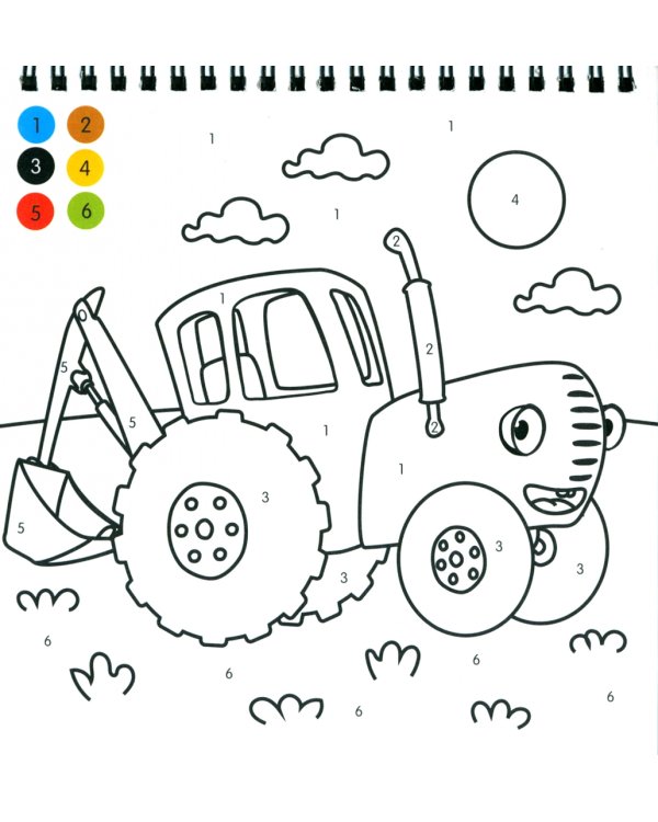 Гравюры Едет-едет трактор, цветной фон